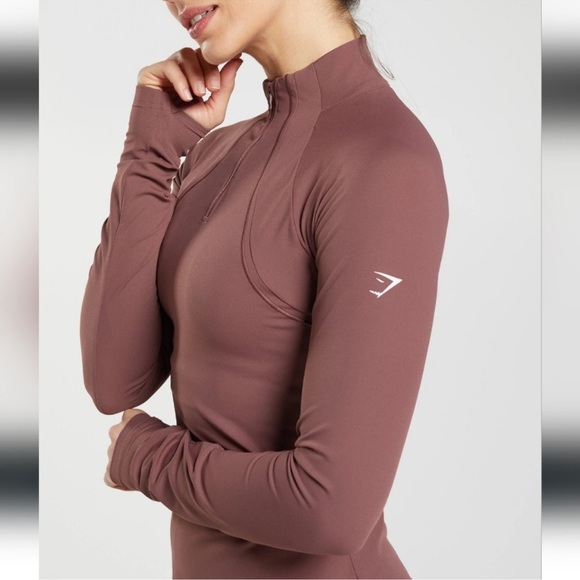 Gymshark Running 1/4 Zip Pullover Magenta Brown Size Large - Picture 1 of 14